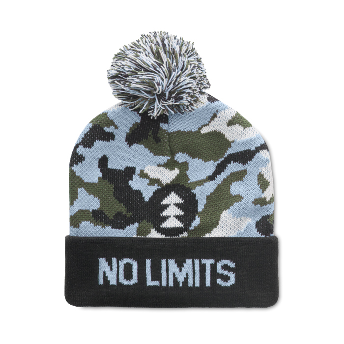 MW1110 Bonnet à revers en jacquard avec pompon en rPET à motif personnalisé. publicitaire personnalisé - vue 8