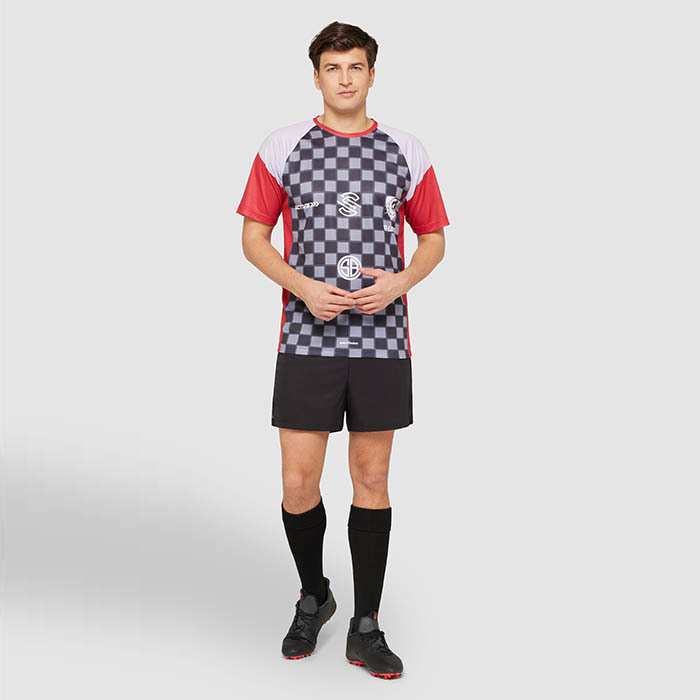 Maillot raglan sublimé à col ras du cou en maille polyester. publicitaire personnalisé - vue 9