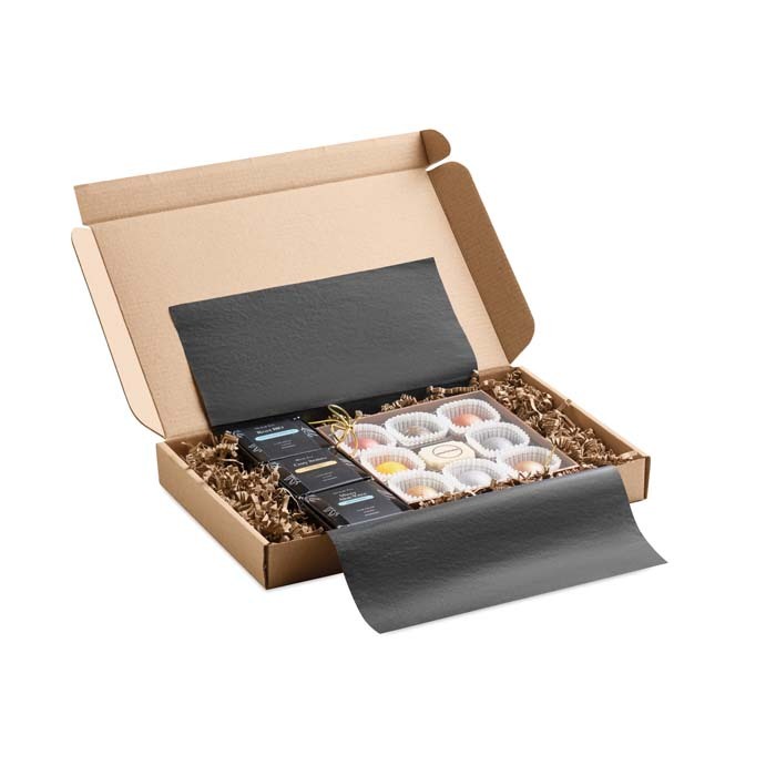 3 thés zen et un bonbon belge dans un coffret cadeau. publicitaire personnalisé - vue 9