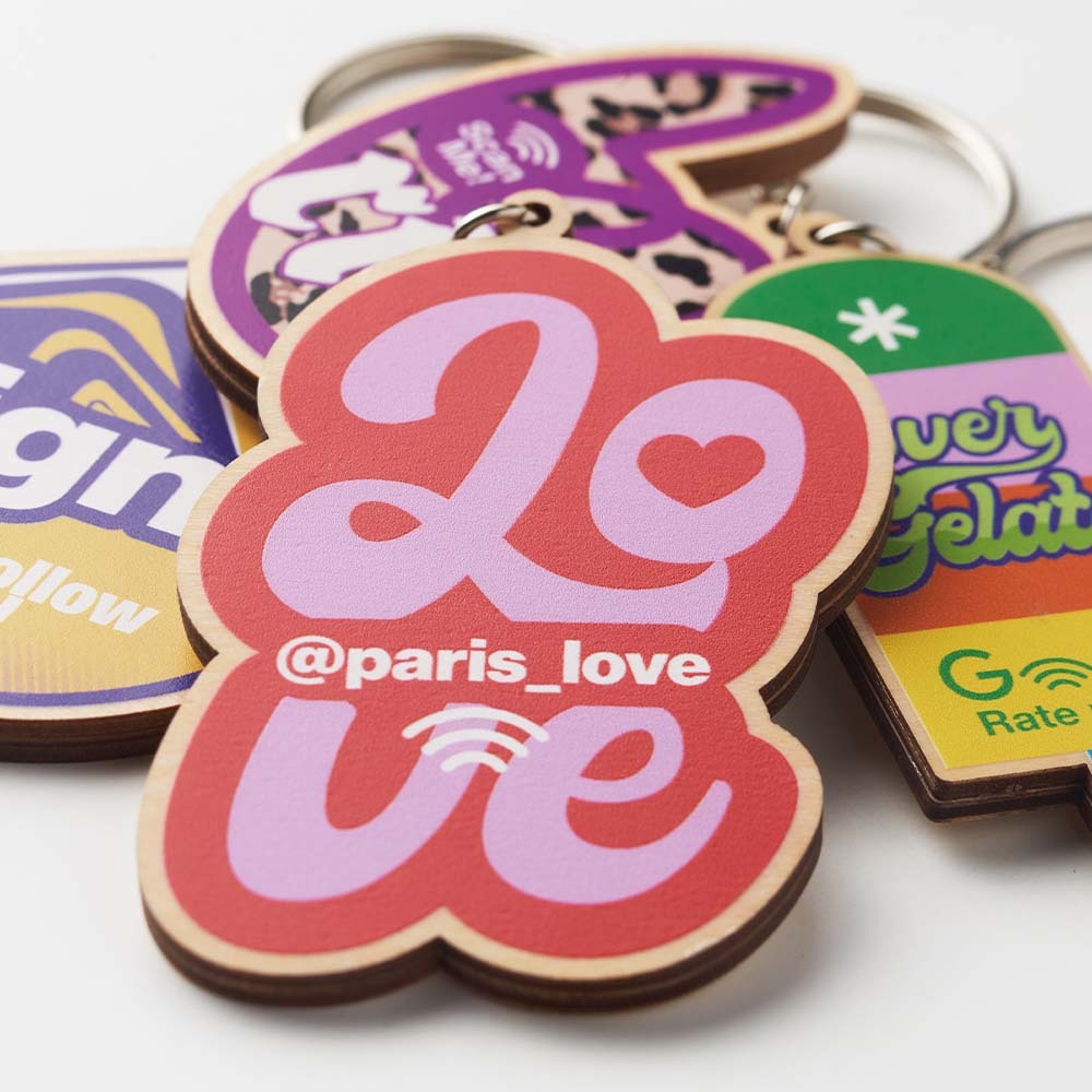 MK5009 Porte-clés NFC en contreplaqué de tilleul, personnalisé avec votre logo. publicitaire personnalisé - vue 9