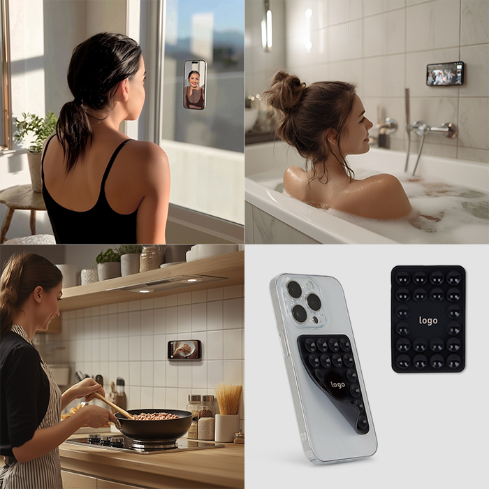 Étui adhésif pour téléphone selfie avec ventouse Incluant un logo en 1 couleur. publicitaire personnalisé - vue 9